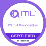 ITIL 4 ® Foundation badge image. Issued by PeopleCert